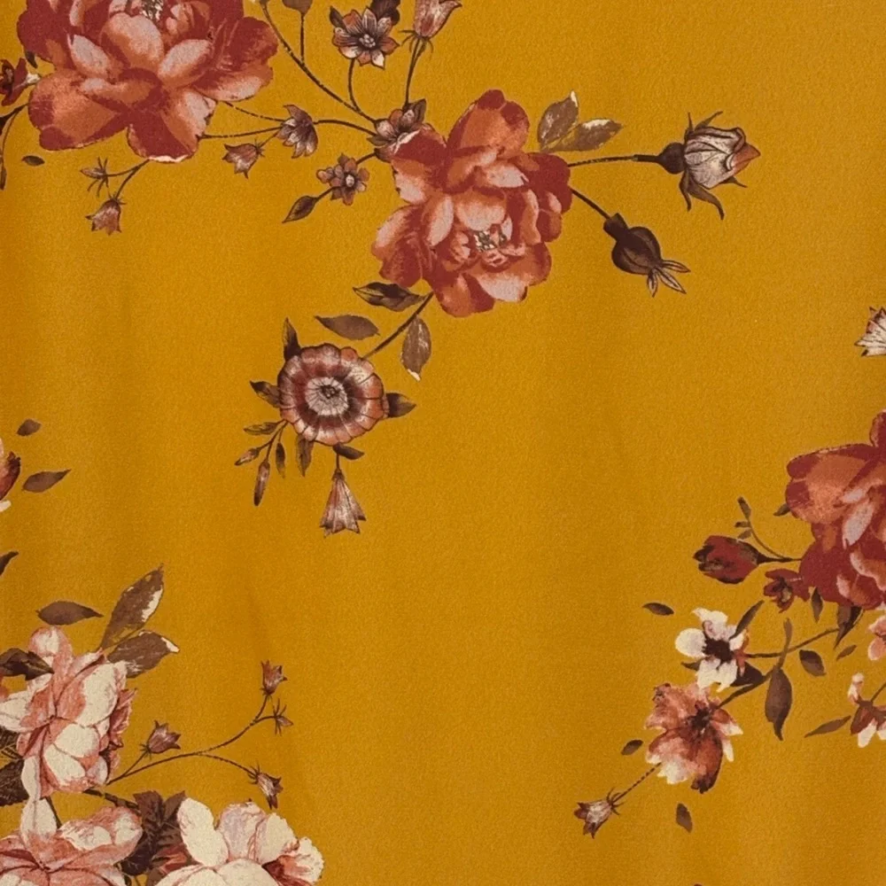 Violets & Roses Mustard Floral Raglan Sweatshirt Gray Sweatshirt Pullover Small - Picture 6 of 6